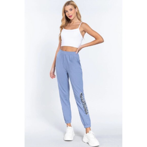 CALIFORNIA Women's Graphic Long Jogger Pants Blue - Picture 1 of 4